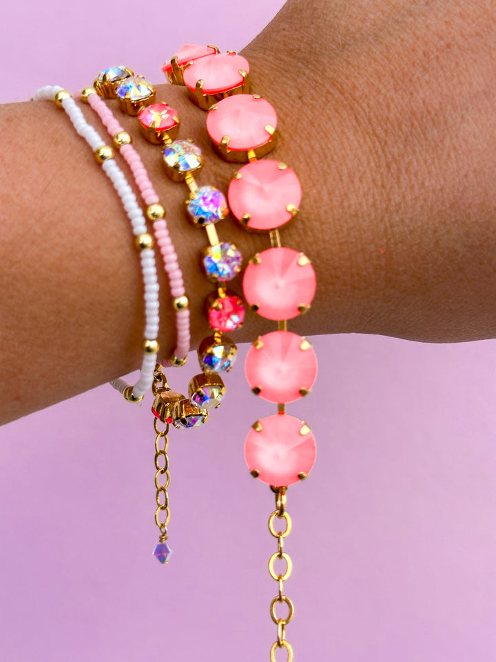 6mm Bracelet Neon Watermelon Delite Sparkle - Choose setting Color and Length