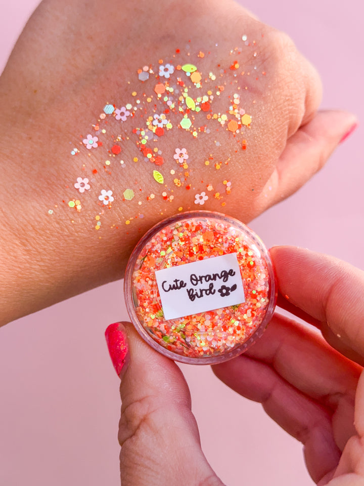 Body Glitter: Cute Orange Bird
