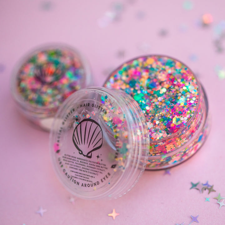 Body Glitter: Orange Bird Flower Party (with Mouse shaped glow in the dark glitter)