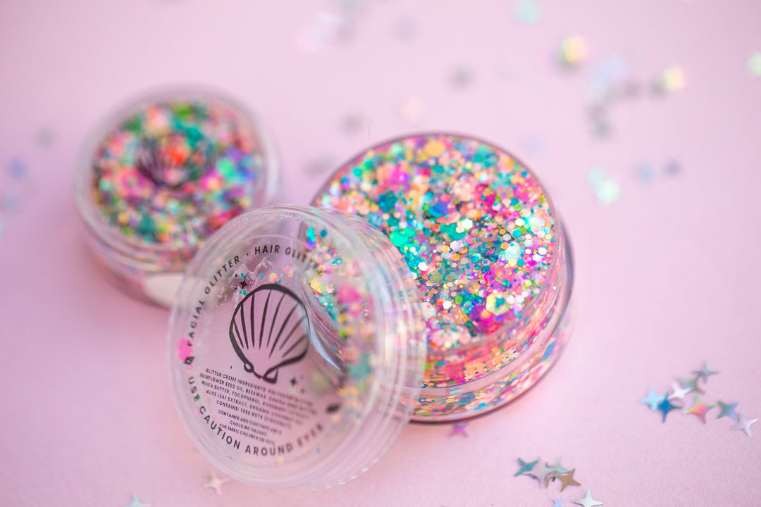 Body Glitter: Orange Bird Flower Party (with Mouse shaped glow in the dark glitter)