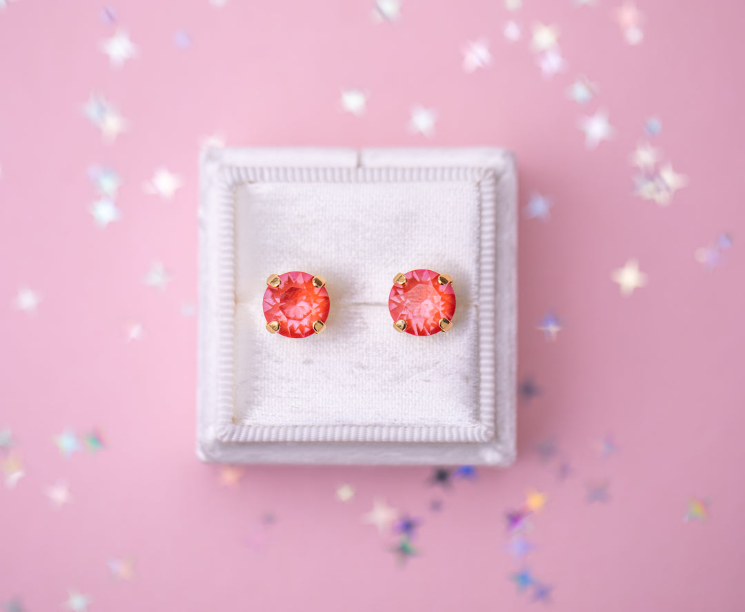 8mm Stud or Leverback Drop Earrings in Orange Twinkle