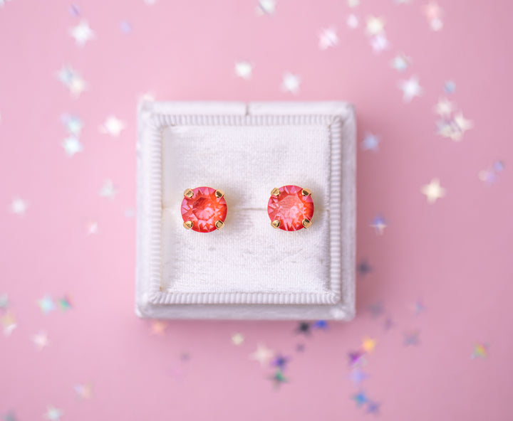 8mm Stud or Leverback Drop Earrings in Orange Twinkle