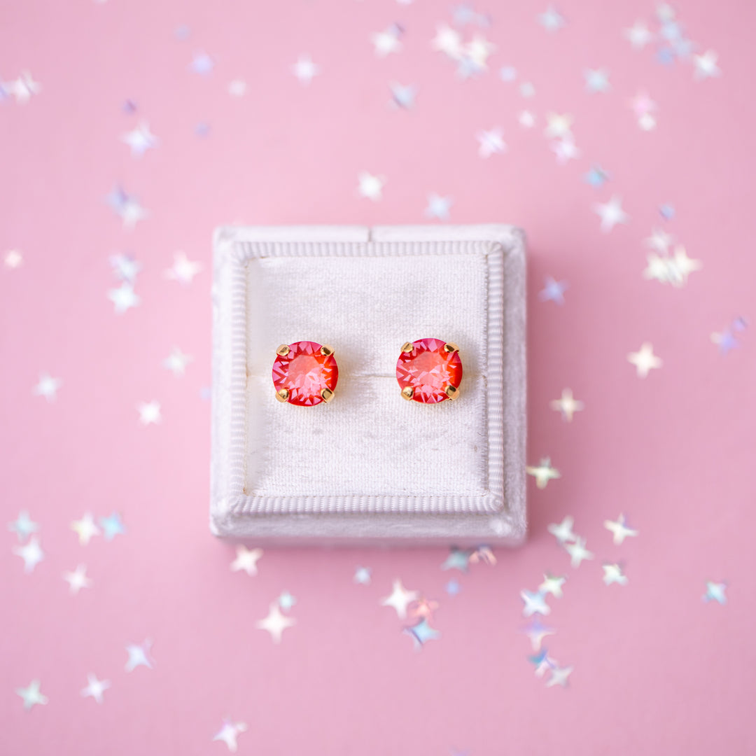 8mm Stud or Leverback Drop Earrings in Orange Twinkle