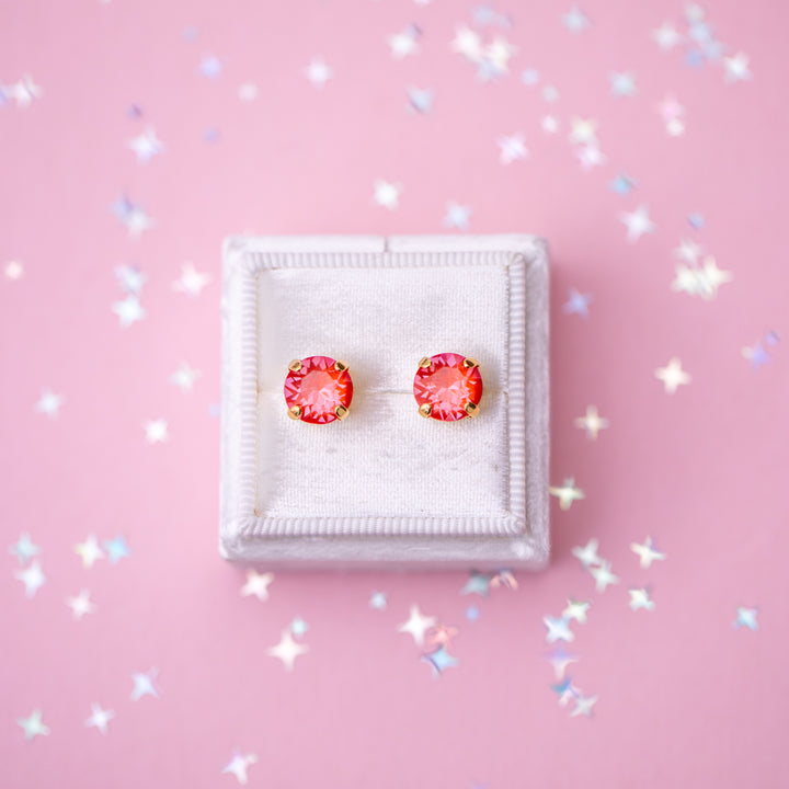 8mm Stud or Leverback Drop Earrings in Orange Twinkle