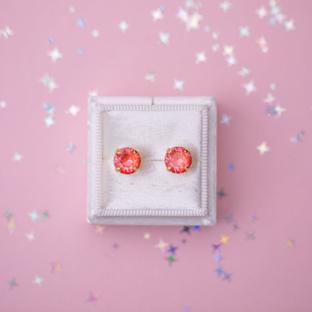 8mm Stud or Leverback Drop Earrings in Orange Twinkle