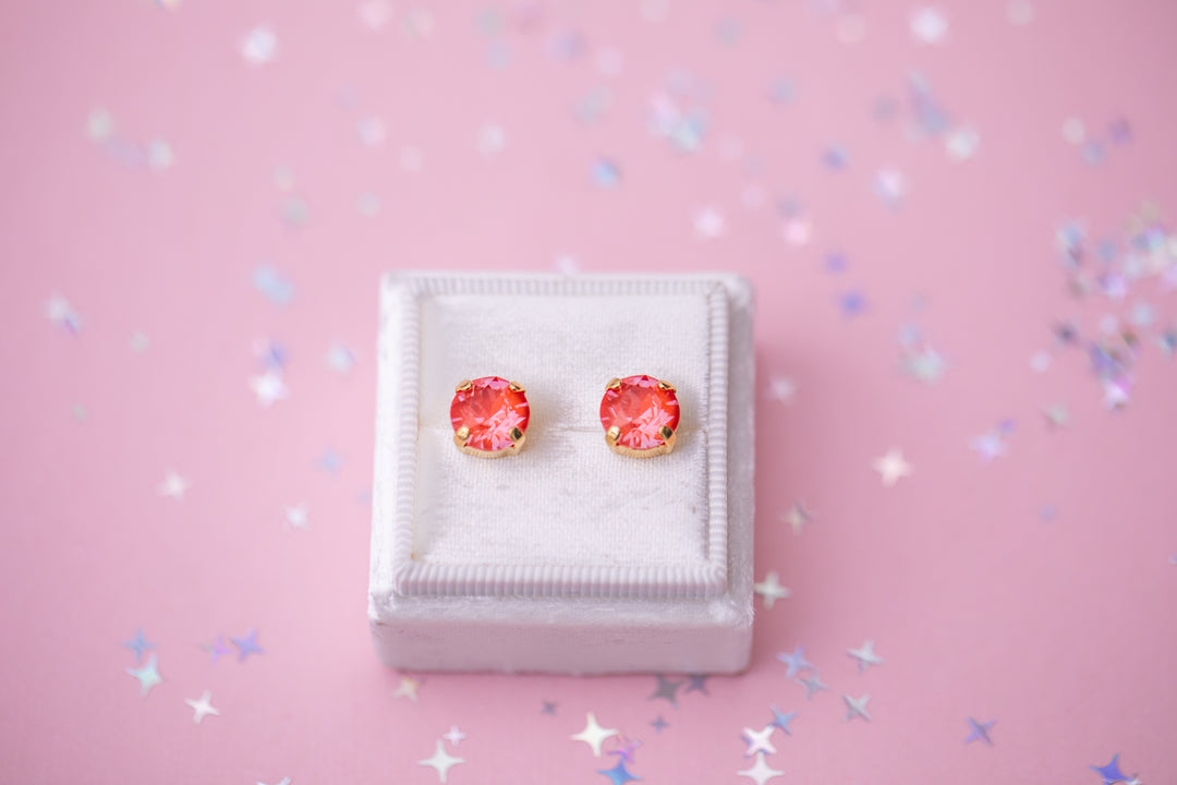 8mm Stud or Leverback Drop Earrings in Orange Twinkle