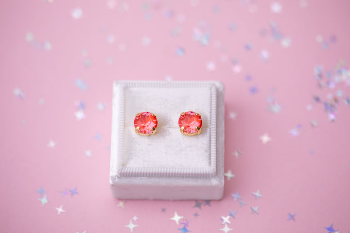 8mm Stud or Leverback Drop Earrings in Orange Twinkle