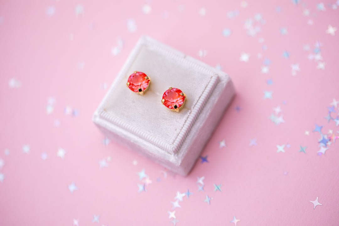 8mm Stud or Leverback Drop Earrings in Orange Twinkle