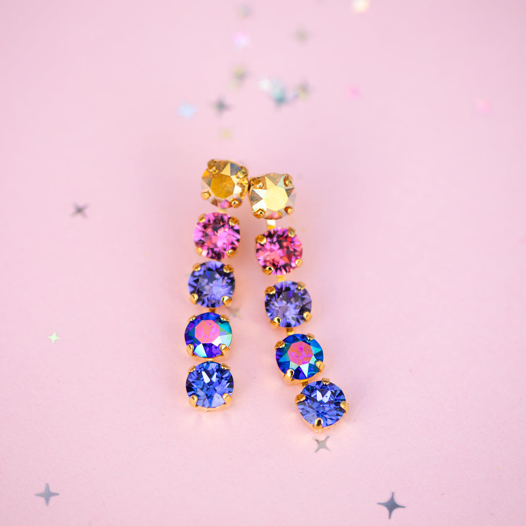 Paint the Night 5 stone 8mm stud drops - choose setting color
