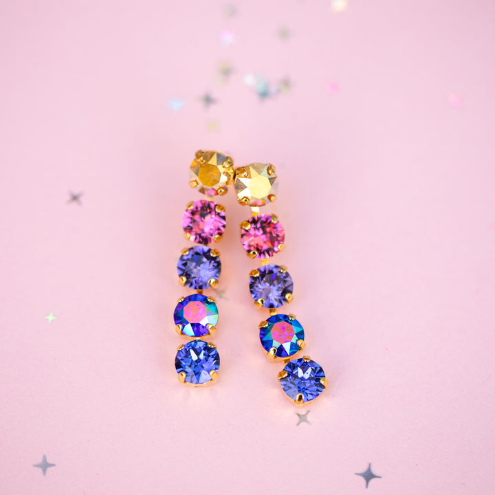 Paint the Night 5 stone 8mm stud drops - choose setting color