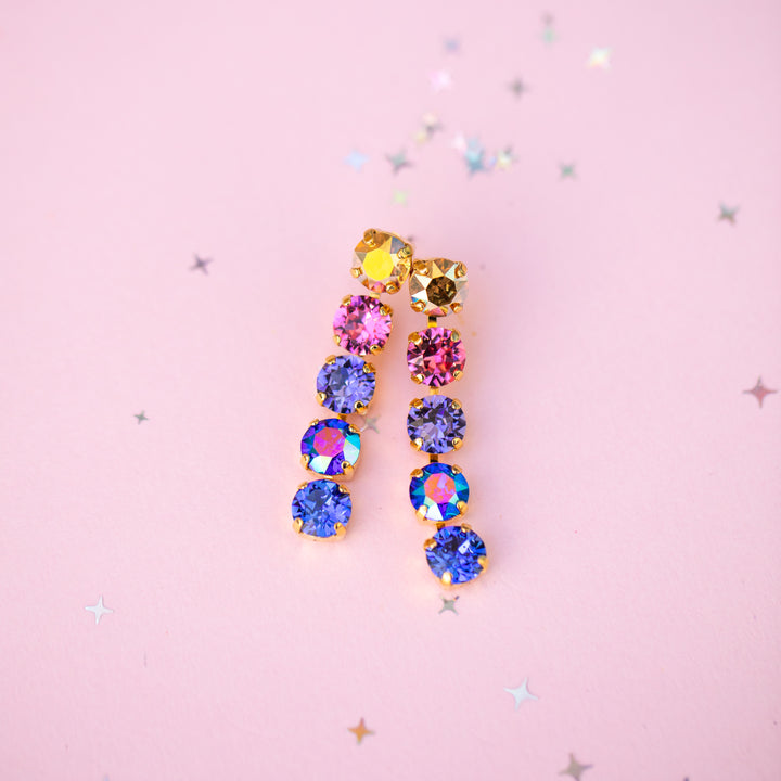 Paint the Night 5 stone 8mm stud drops - choose setting color