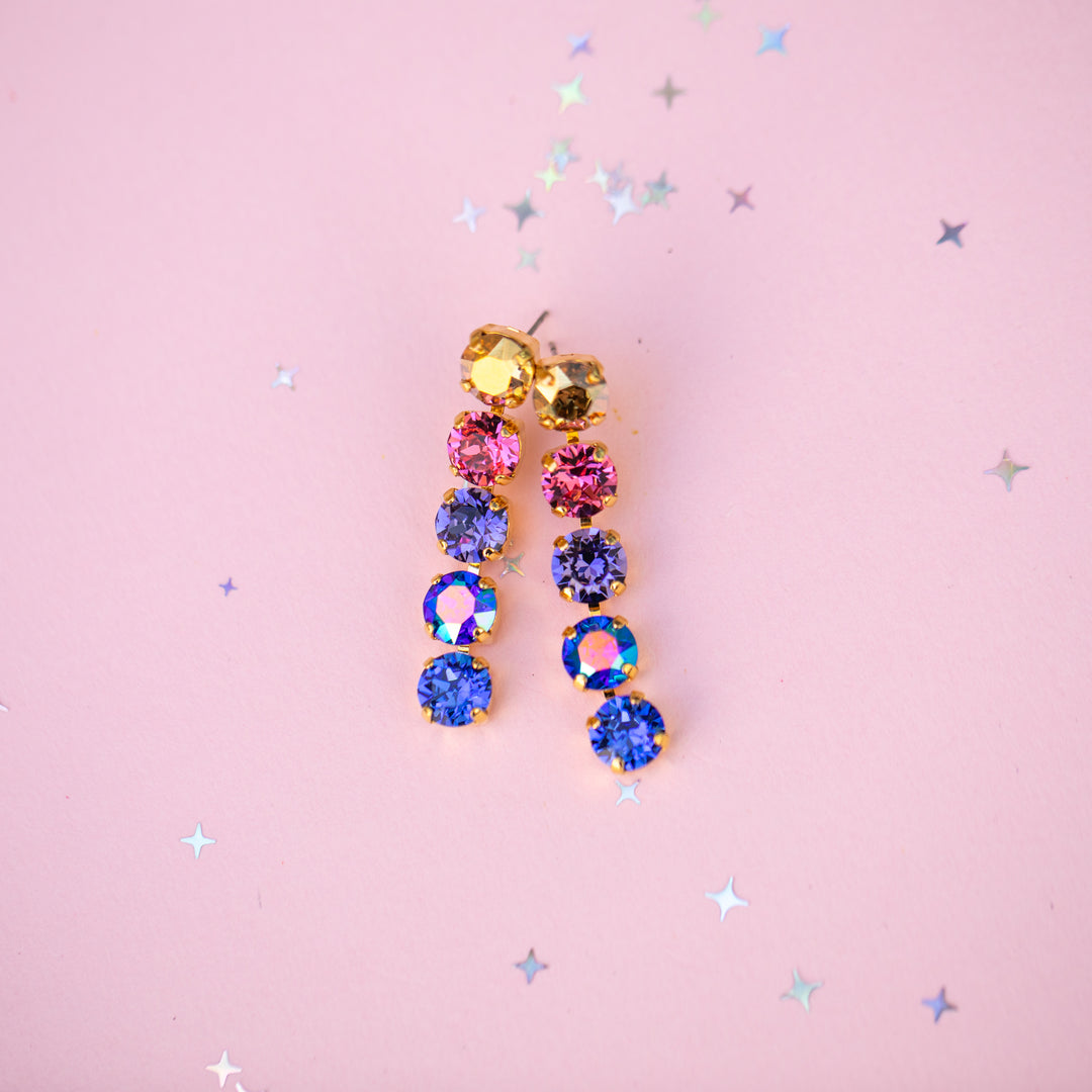 Paint the Night 5 stone 8mm stud drops - choose setting color