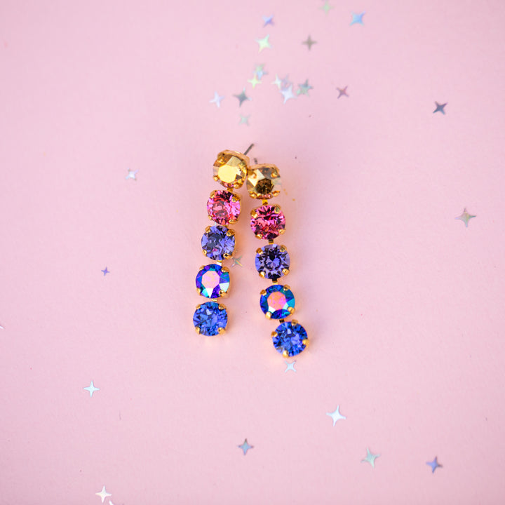 Paint the Night 5 stone 8mm stud drops - choose setting color