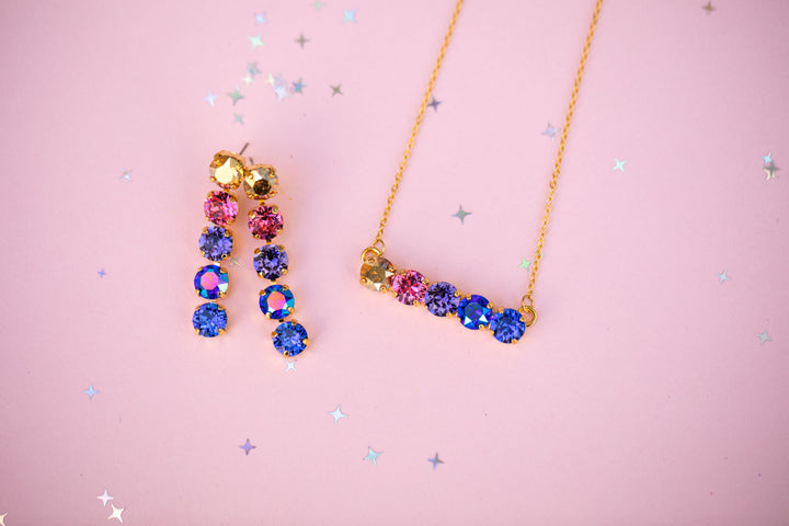 Paint the Night 5 stone 8mm stud drops - choose setting color