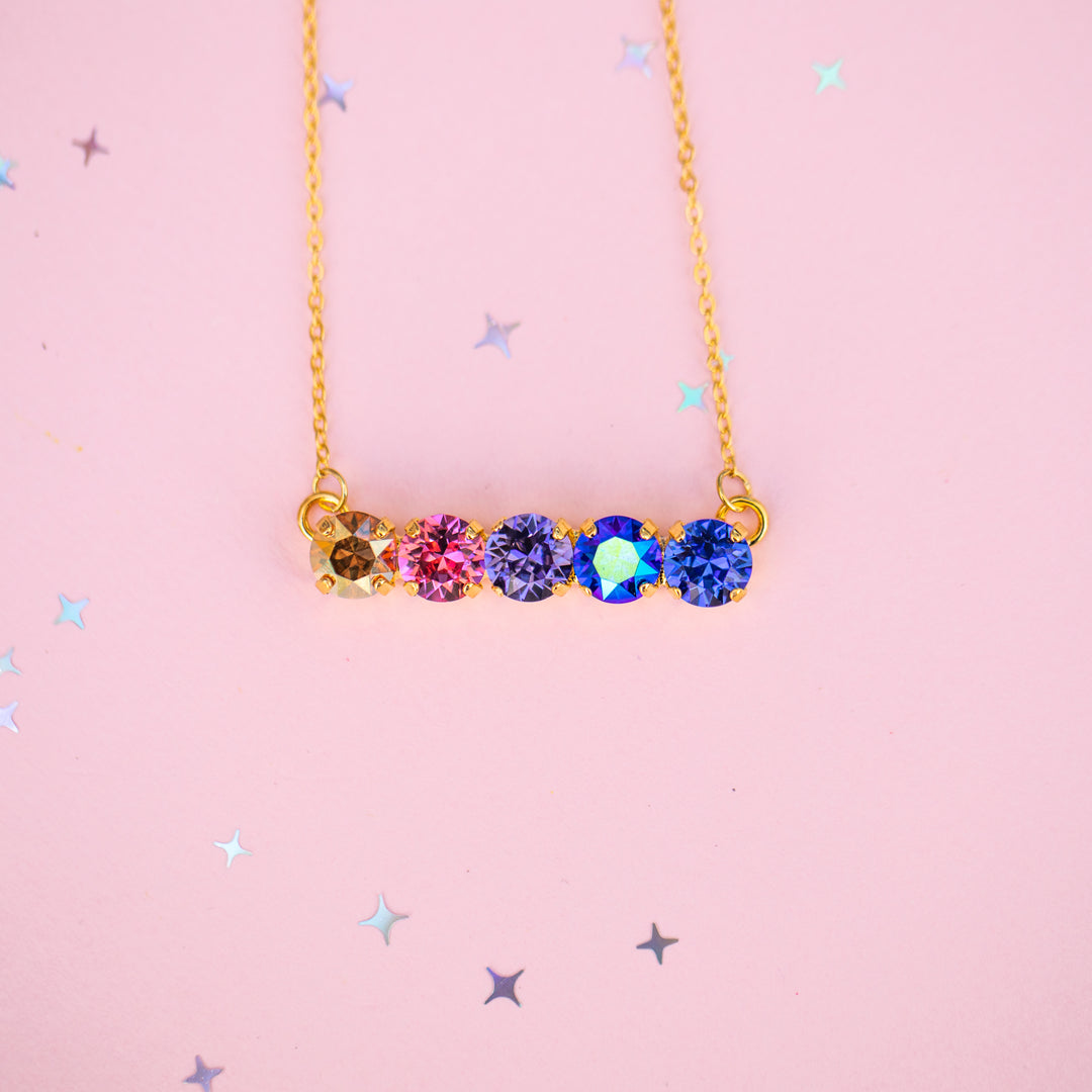 8mm 5 Stone Necklace - Paint the Night -select color setting