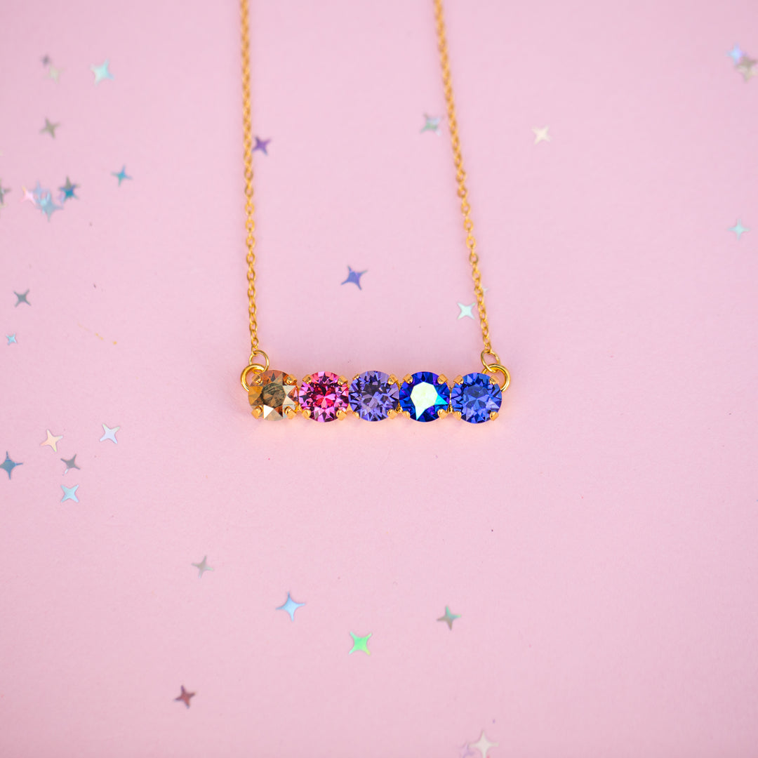 8mm 5 Stone Necklace - Paint the Night -select color setting