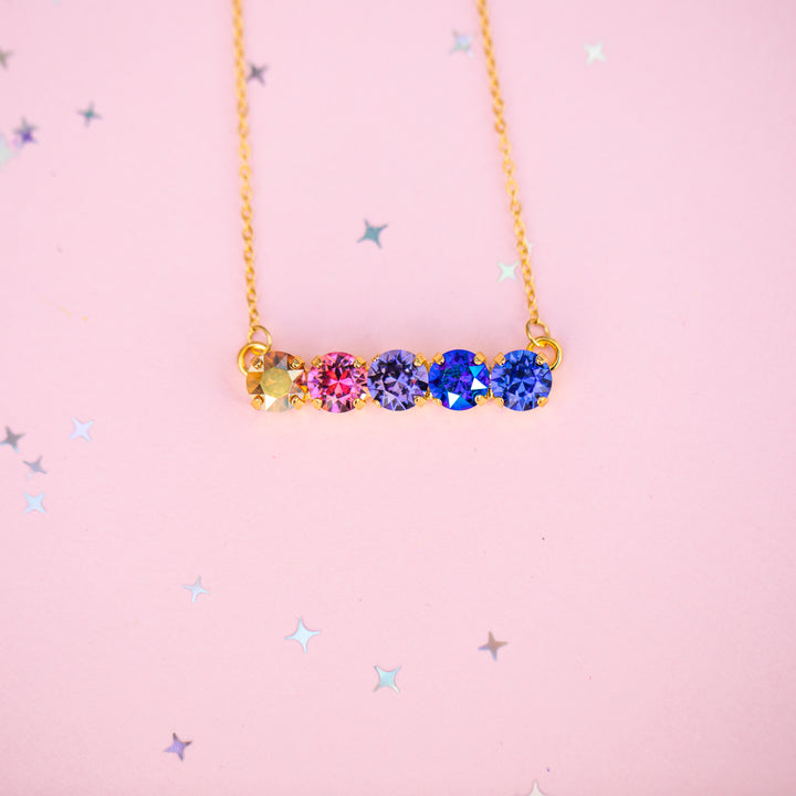 8mm 5 Stone Necklace - Paint the Night -select color setting
