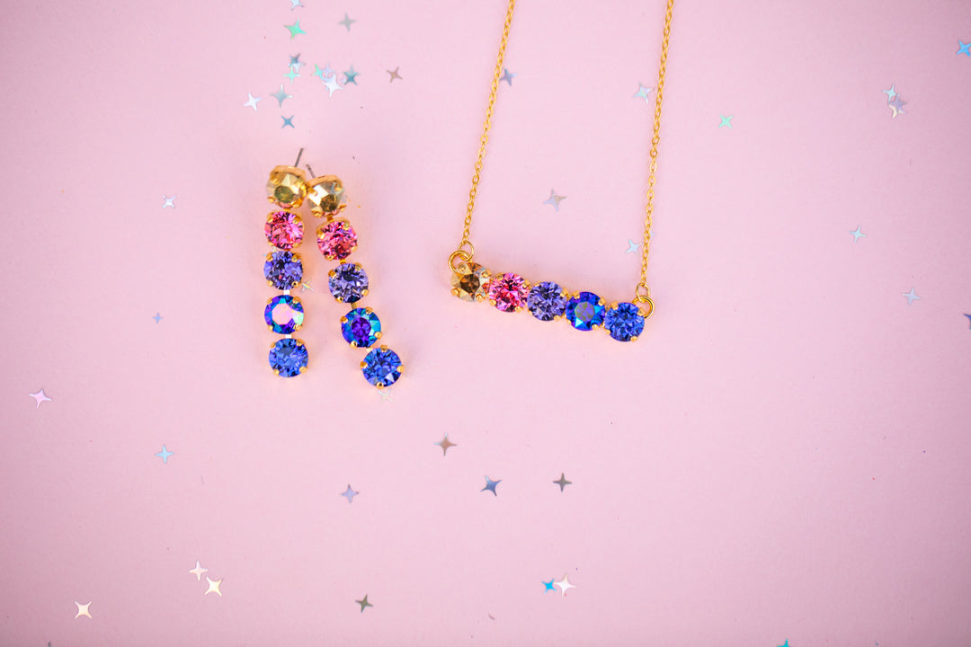 8mm 5 Stone Necklace - Paint the Night -select color setting