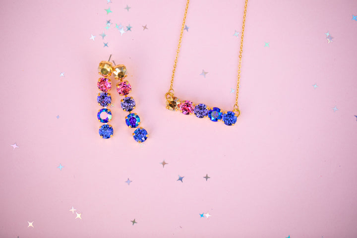 8mm 5 Stone Necklace - Paint the Night -select color setting