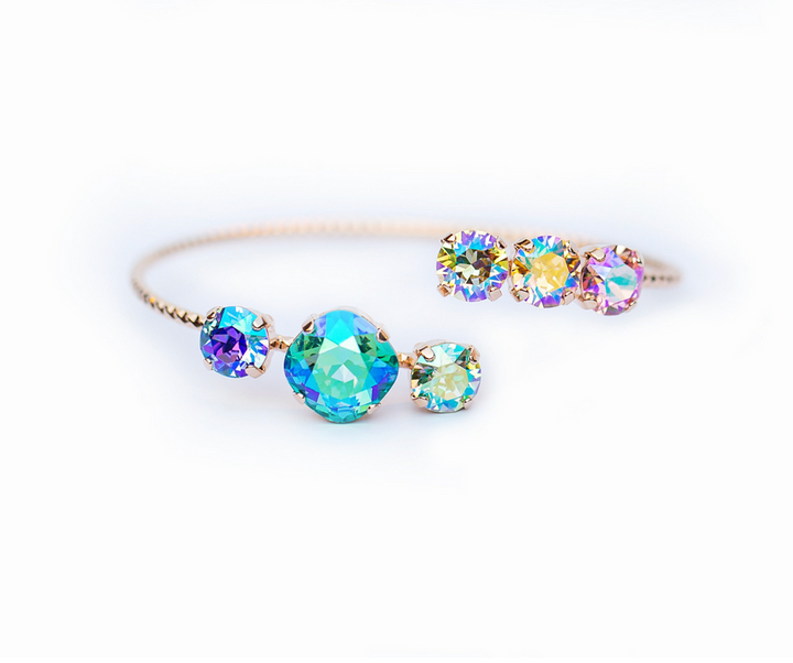 12/8mm Bangle Bracelet Pastel Rainbow - adjustable