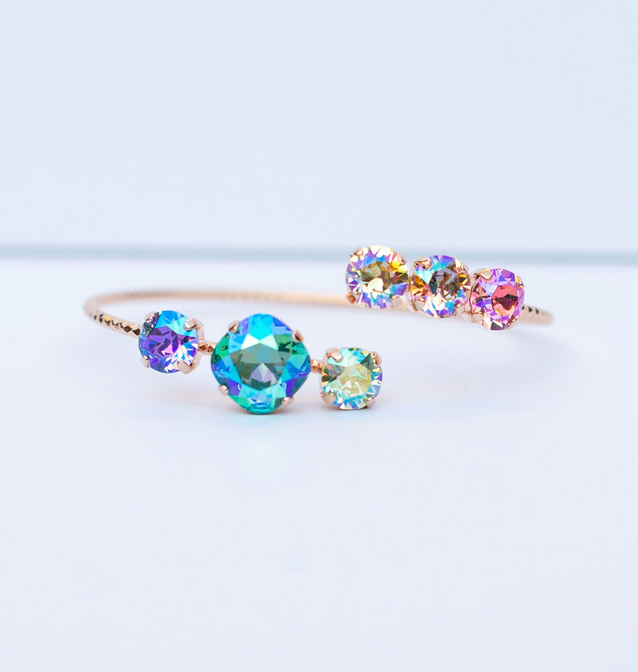 12/8mm Bangle Bracelet Pastel Rainbow - adjustable