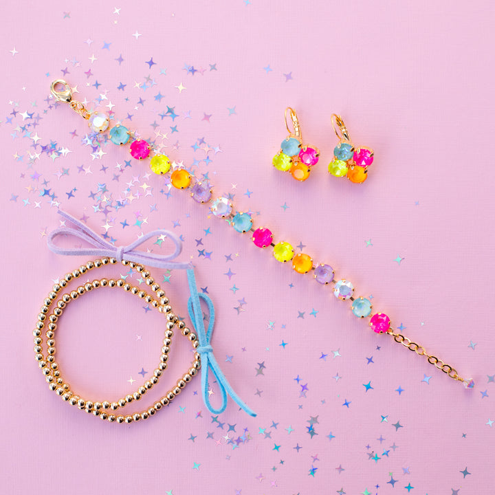 Sprarkly Friend 6/8mm Leverback Drop Earrings -select color setting