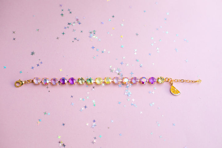 8mm Crystal Bracelet: Violet Lemon Spritz (optional charm)