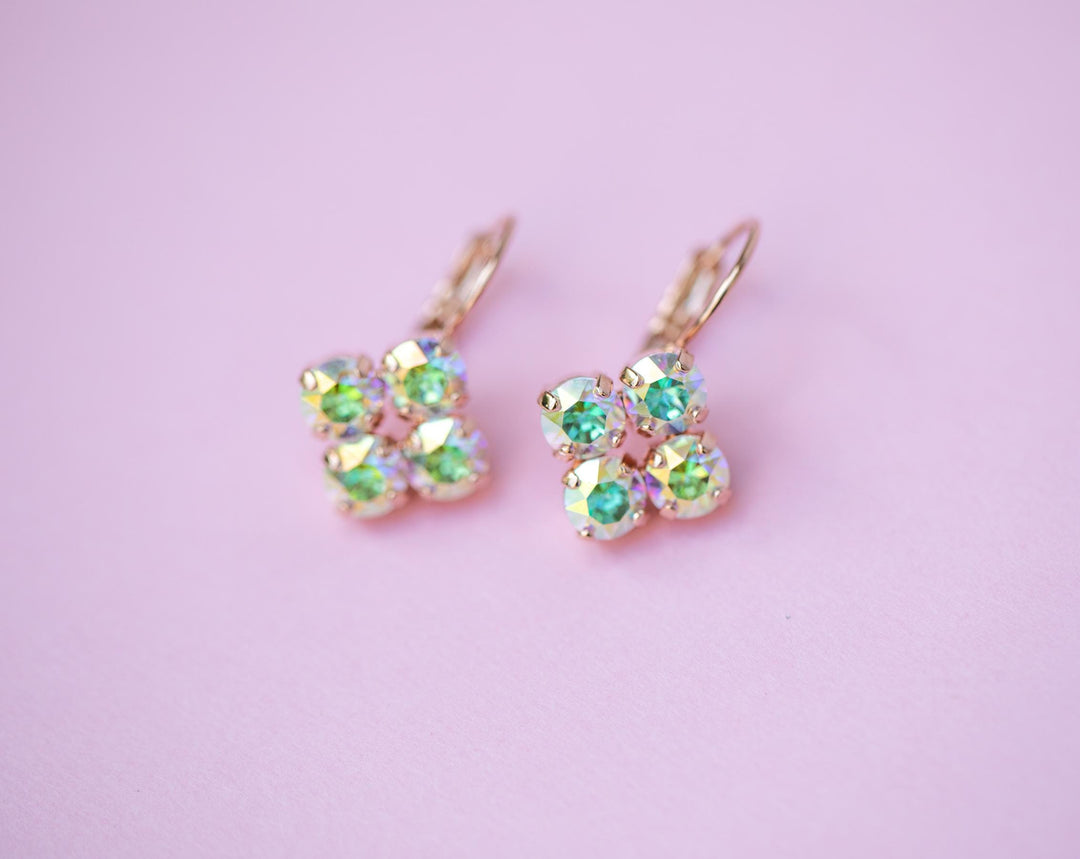6mm 4 stone Clover Drop Earrings Transmission - choose setting color