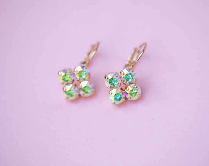 6mm 4 stone Clover Drop Earrings Transmission - choose setting color