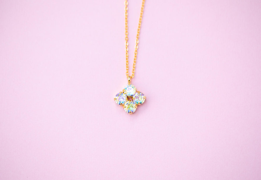 6mm 4 stone Clover Necklace Transmission- choose setting color
