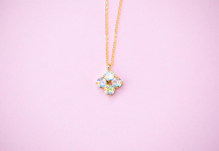 6mm 4 stone Clover Necklace Transmission- choose setting color