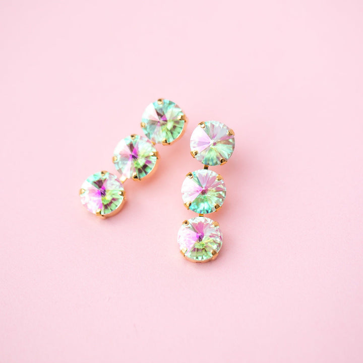 Transmission 12mm Rivoli 3 stone Studs - choose setting color