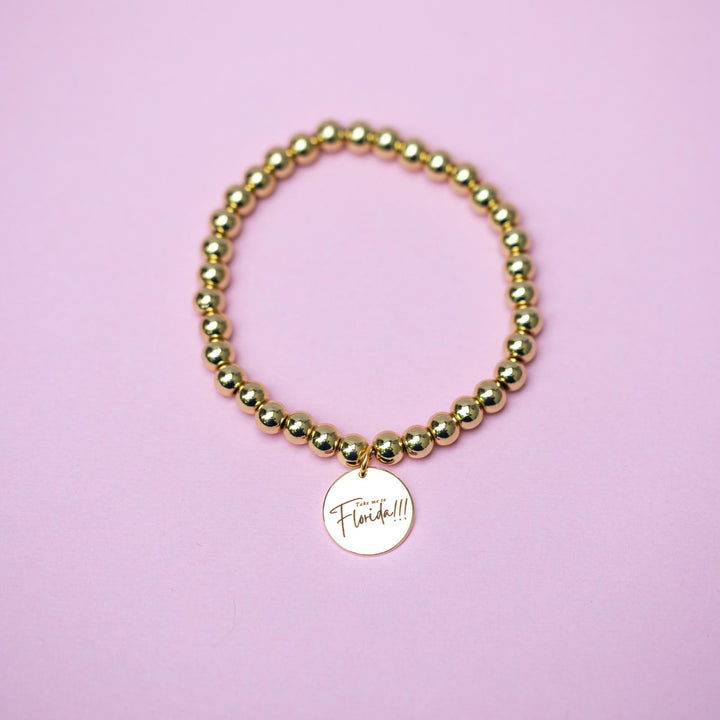 Beaded Charm Bracelet - Take Me to Florida!!! - Choose setting Color
