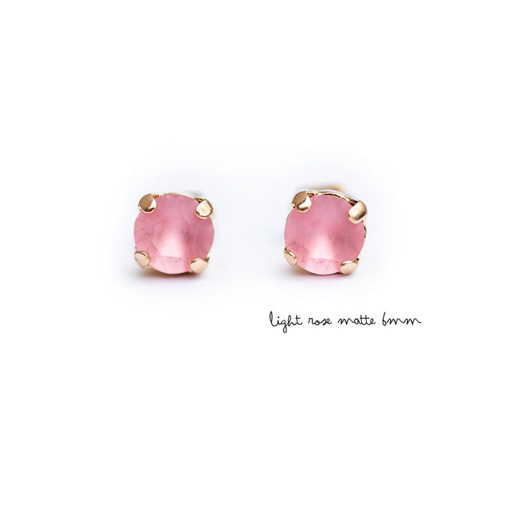 Light Rose Matte Earrings - 6mm OR 8mm