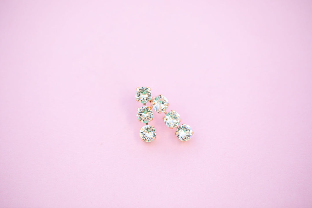 Crystal 8mm 3 stone Stud or Leverback Drop earrings