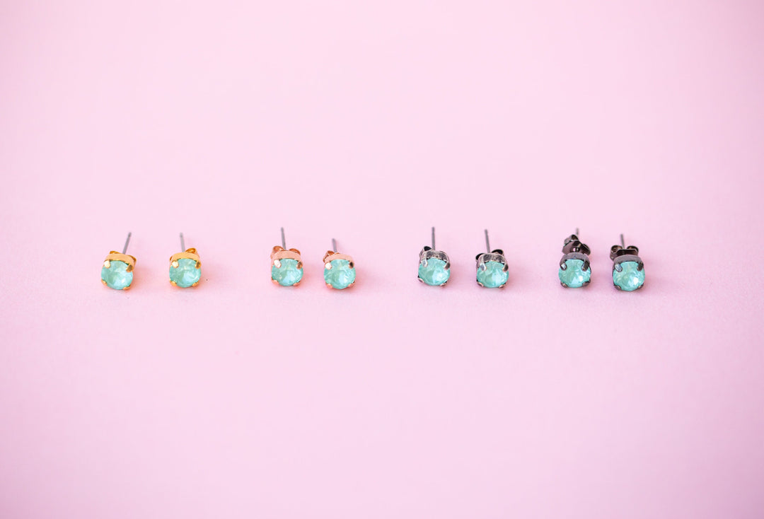 6mm Frosted Mint Twinkle Studs or Drops