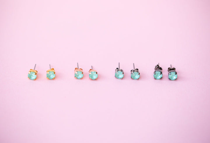 6mm Frosted Mint Twinkle Studs or Drops