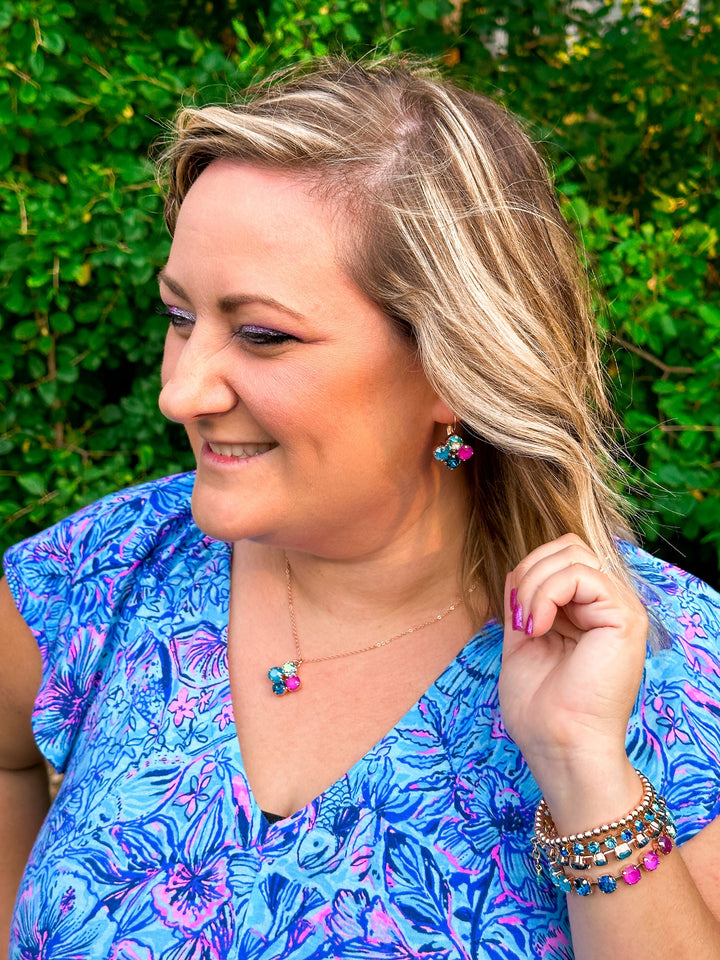 4 stone Clover 8mm Crystal Drops  - choose setting color