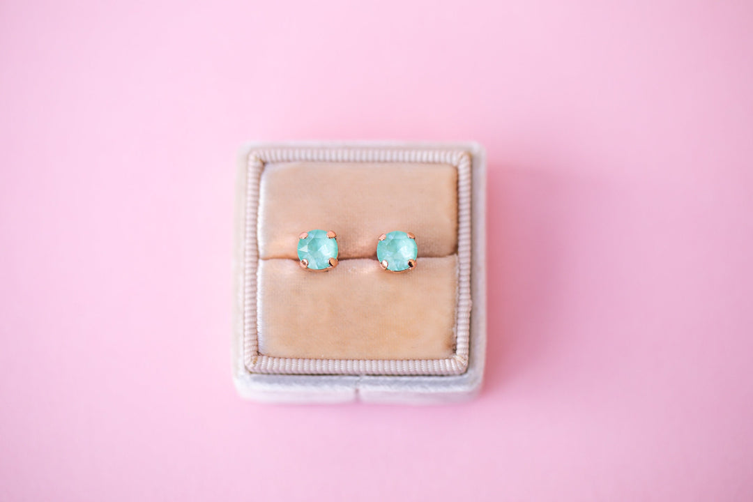 6mm Frosted Mint Twinkle Studs or Drops