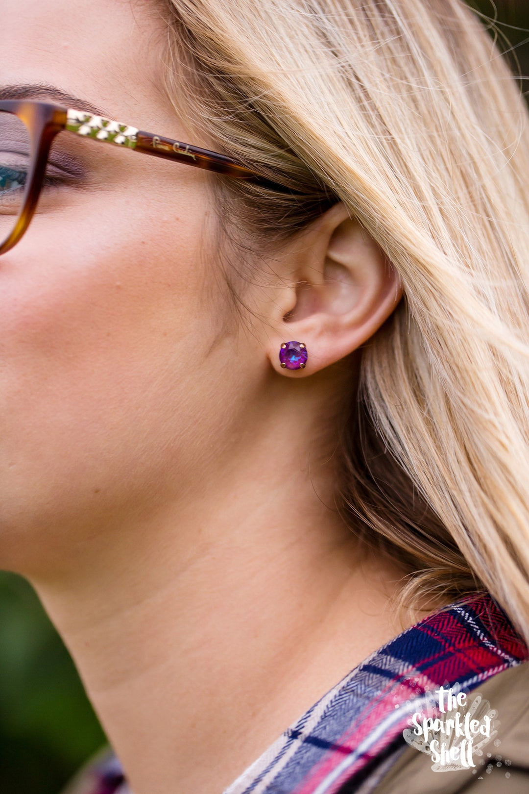 Heliotrope 8mm or 6mm Earrings - choose setting color and style