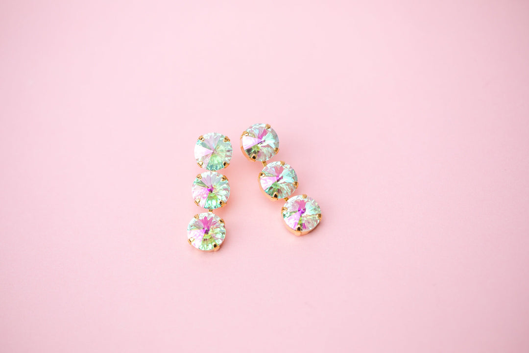 Transmission 12mm Rivoli 3 stone Studs - choose setting color