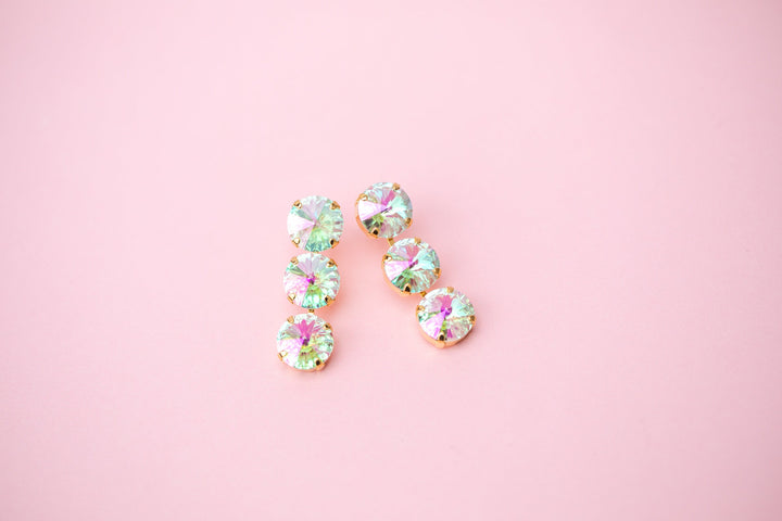 Transmission 12mm Rivoli 3 stone Studs - choose setting color