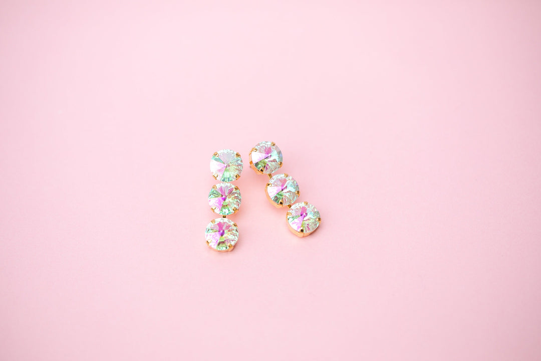 Transmission 12mm Rivoli 3 stone Studs - choose setting color