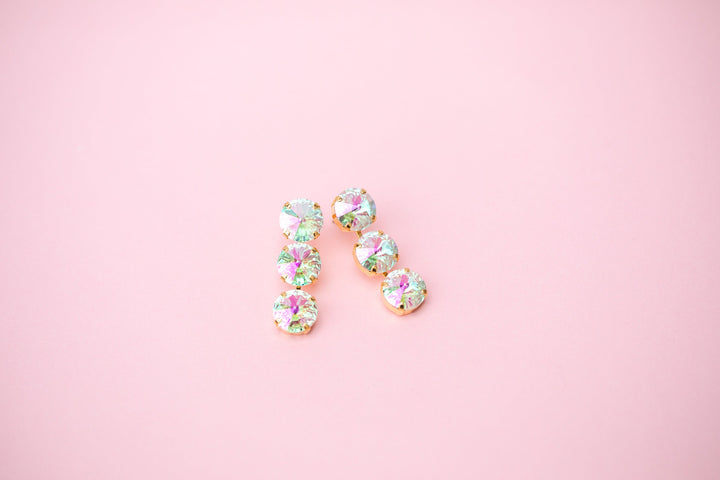 Transmission 12mm Rivoli 3 stone Studs - choose setting color