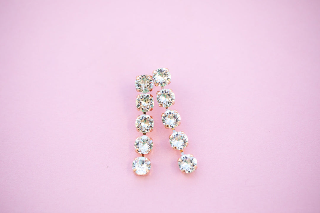 Crystal 5 stone 8mm stud drops - choose setting color