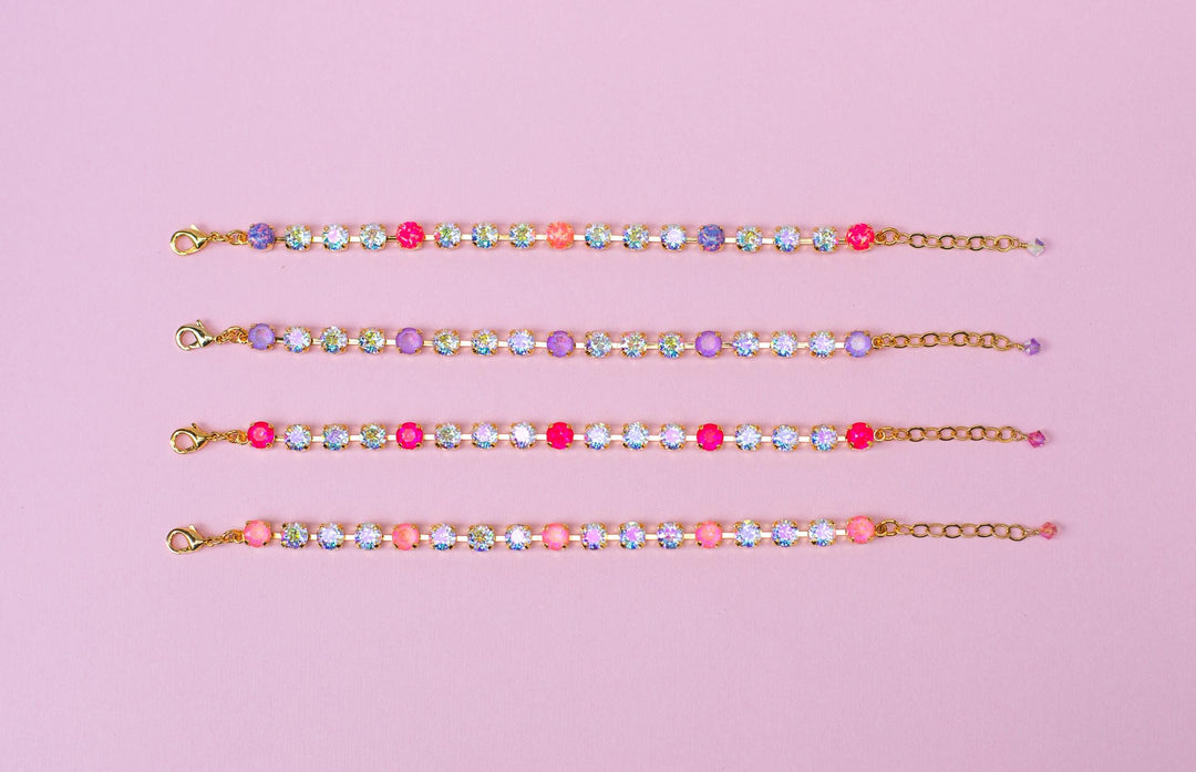 6mm Bracelet Florida Ready - Neon Pink Delite - Choose setting Color and Length