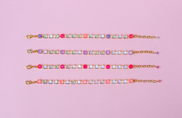 6mm Bracelet Florida Ready - Neon Pink Delite - Choose setting Color and Length