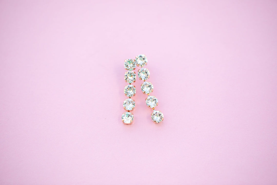 Crystal 5 stone 8mm stud drops - choose setting color