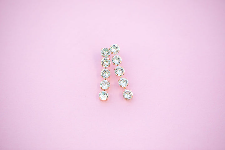 Crystal 5 stone 8mm stud drops - choose setting color