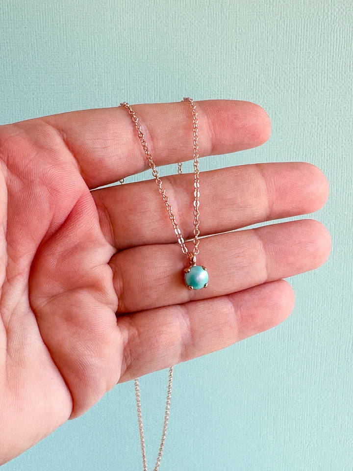 6mm or 8mm Necklace - Caribbean Blue Pearl -select color setting